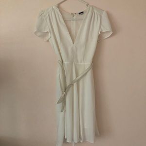 White glamorous dress with belt